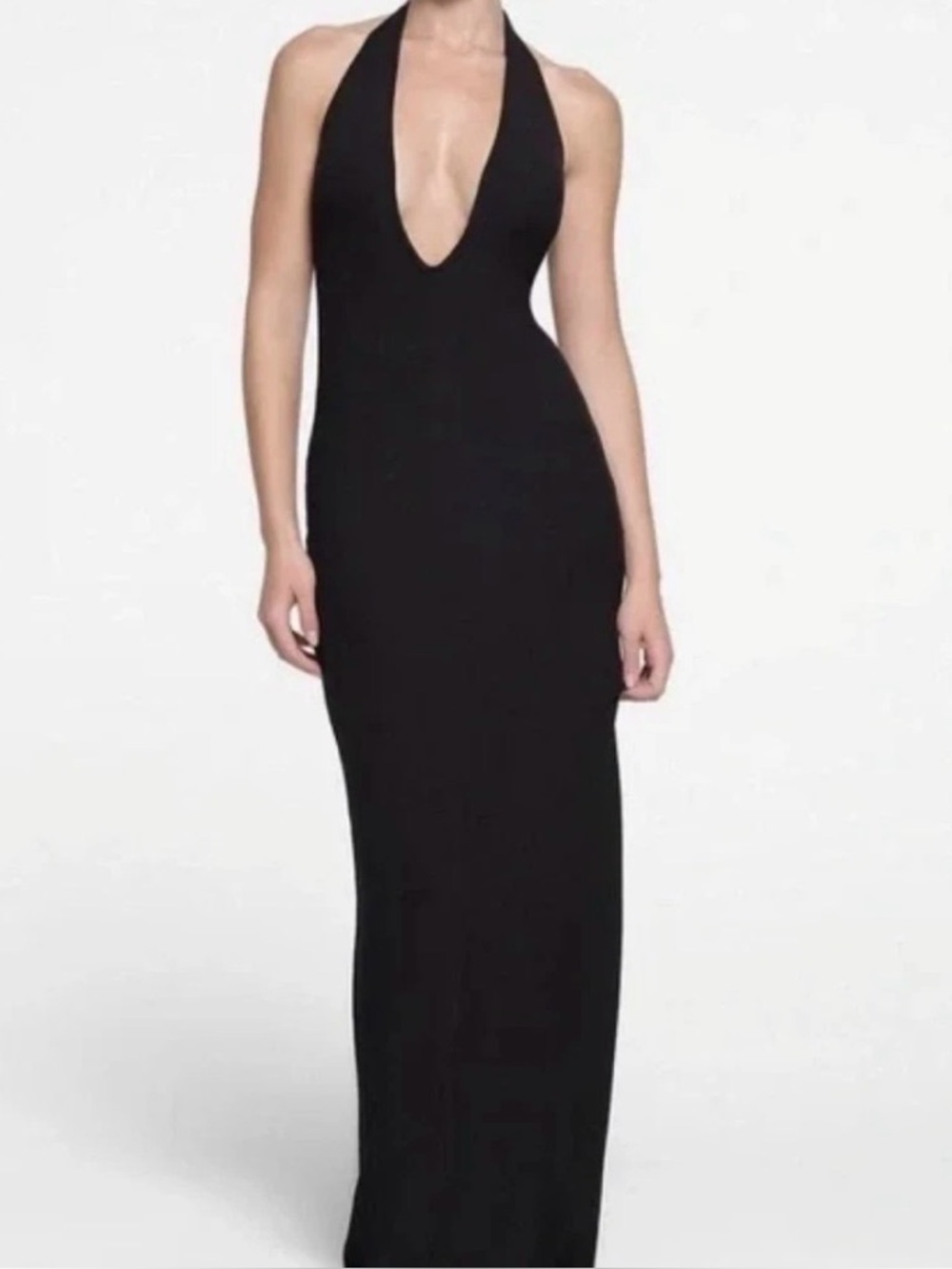 SKIMS SOFT LOUNGE BLACK HALTER DRESS NWT SIZE MEDIUM - Picture 2 of 6